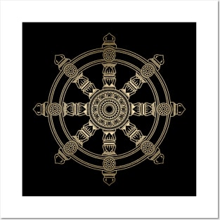 Golden Dharma Wheel Posters and Art